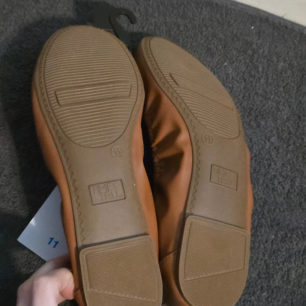 Time and Tru Scrunch Ballet Flat Women 11 Cognac Brown Memory Foam WMTT21FM009L - Picture 5 of 5